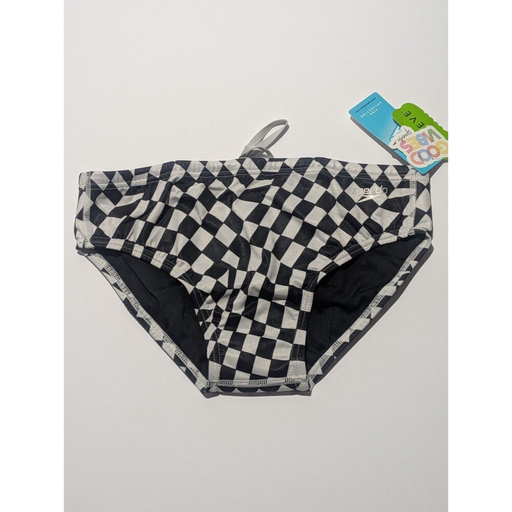 Speedo Eco Endurance Repreve Printed One Checkered Swim Brief Mens Size 32